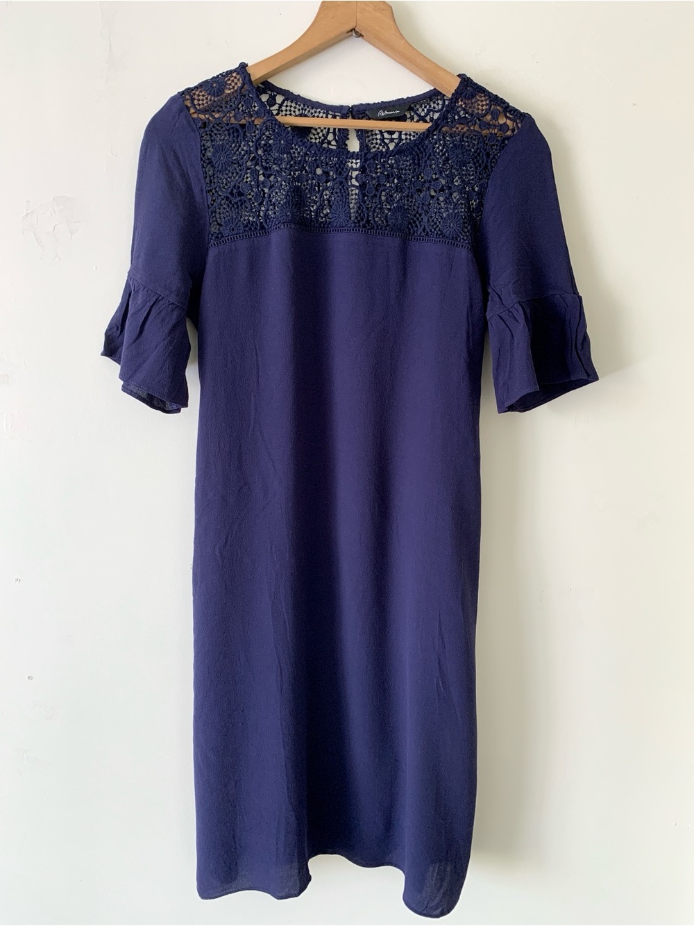 REITMANS Navy Crochet and Viscose Midi Dress with Belt Loops